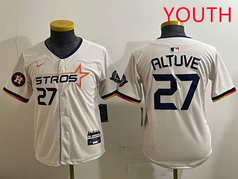 Youth Houston Astros 27 Altuve Cream Three generations Joint Name 2025 Nike MLB Jersey style 4122